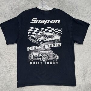 Snap-On T Shirt Men's Size L Black Custom Tools Built Tough Hot Rod 2-Sided Tee